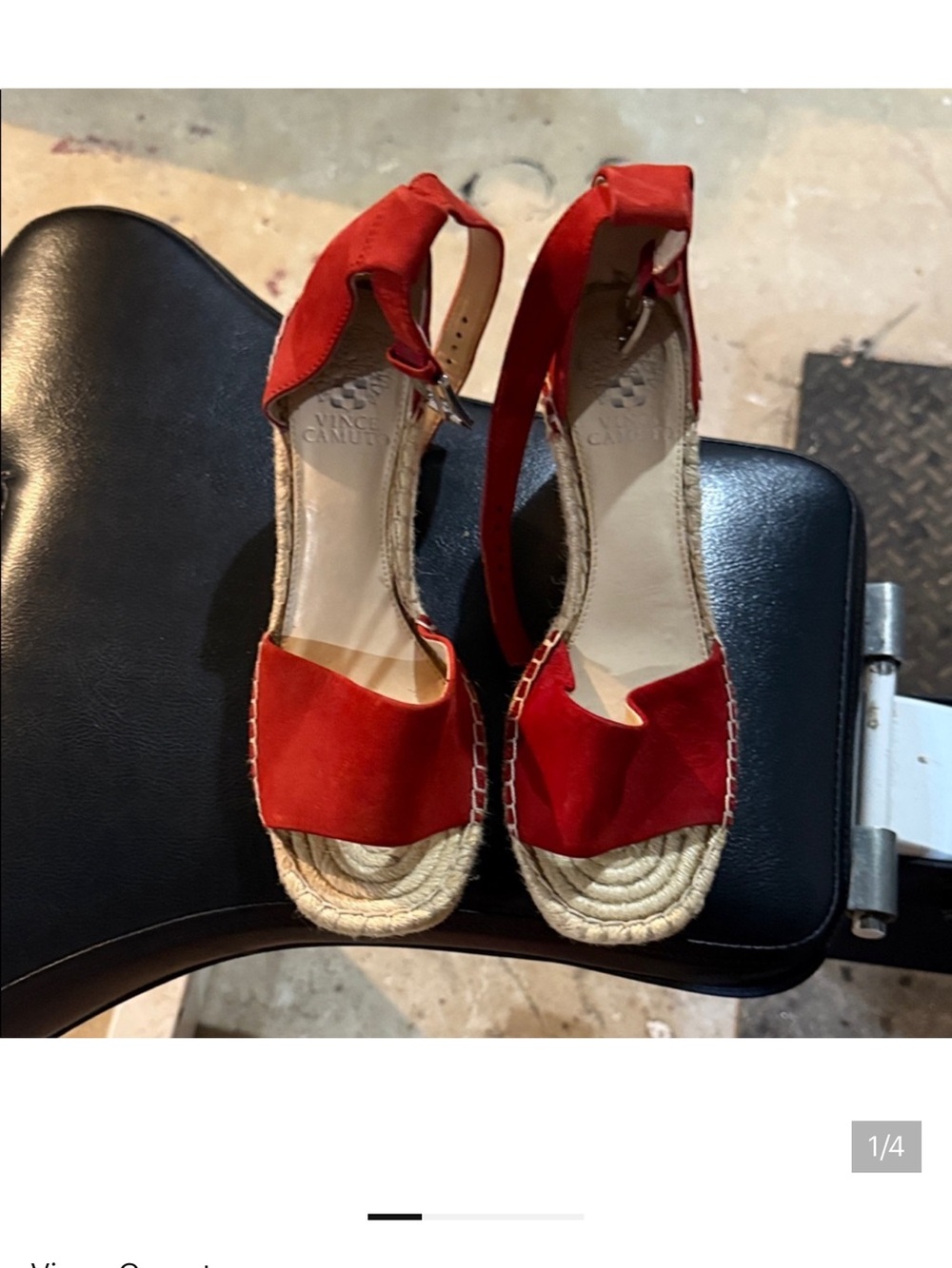 Vince Camuto Red Suede Espadrille Wedge Sandals
